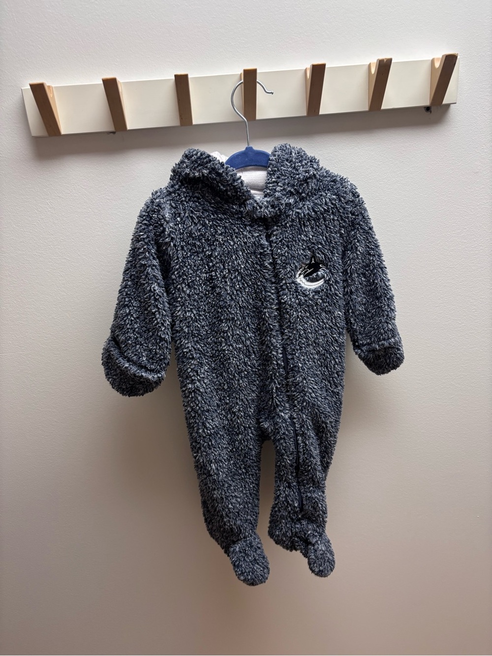 (3 for $30) Vancouver Canucks Cozy Gray Sherpa Baby One-Piece